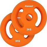 ScSPORTS® Neopren Hantelscheiben - Set: 2 x 3 kg, Ø 31mm, Gusseisen, Orange - Hantelscheiben-Set, Gewichtsscheiben, Fitness Scheiben, Gewichte für Hantel, Langhantel