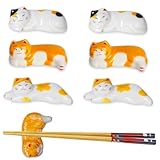 EIROVYA EIR 6 Stück Katze Stäbchen Halter,Essstäbchen Ablage,Sushi Stäbchen Ablage,Stäbchen Rest Gabel Halter,Gabel Messer Halter Handwerk Ornamente,Gelten Für Hauptdekoration Geschenk Set