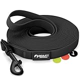 ReaVET Schleppleine für Hunde 5 Meter, Schwarz I Robuste & wasserfeste Hundeleine lang I Übungsleine mit Griff, Trainingsleine Laufleine für große & kleine Hunde