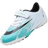 VLOOKST Fußballschuhe Jungen Kunstrasen Fussballschuhe Kinder Trainingsschuhe Mädchen Sneaker Sportschuhe Indoor Outdoor Turf Football Schuhe Unisex Weiß Türkis Gr.39