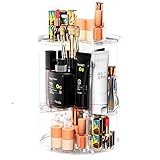 Newaner Make Up Kosmetik Organizer, 360 Drehung Lippenstift-Organizer Kosmetische Aufbewahrungsbox Desktop für Dresser Badezimmer Schlafzimmer, Transparent Kommode aus Kunststoff