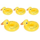 CLISPEED 5 Stück Teiliges Aufblasbares PVC Entenform Gelb Schwimmende Cup Base Getränkedeckel Pool Party Zubehör Wiederverwendbar