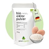 Bio Eiklar-Pulver, reines-Eiweiss-Protein aus Bio-Ei, zum Kochen, Backen und für Shakes, pasteurisiert, sprühgetrocknet, 175g, GreenOrganic