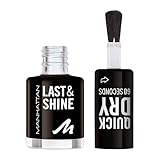 MANHATTAN Last & Shine schnelltrocknender Nail Polish, veganer & tierversuchsfreier Nagellack, langanhaltend, ultraglänzendes Finish, 8ml, Fb. 790 Black is Black