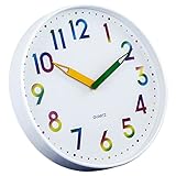 DECHOUS Bunte Wand Uhr Stille Quarz Uhr Ohne Ticken Modernes Dekoratives Design Für Das Kinderzimmer Einfach Abzulesen Batteriebetrieben Ideal Für Zuhause