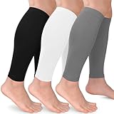 3 Paar Waden-Kompressionsmanschetten für Damen und Herren, Bein-Kompressionsmanschette Wadenbandage zur Unterstützung des Laufens von Schienbeinkantensyndrom, B1-3er-Pack, Schwarz/Weiß/Grau, XXXL