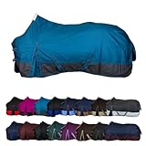 RL24 - Weidedecke 600D Basicline – als Regendecke & Übergangsdecke – Wind- & wasserdichte Outdoordecke mit Innenfutter & Kreuzbegurtung – Pferdedecke in Petrol/Graphit – 125cm (Nylonfutter)
