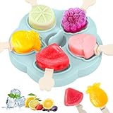 PITMT Eisformen Eis am Stiel Silikon, 5 Zellen Eis am Stiel Formen BPA Frei für Kinder und Baby, Mini Eisförmchen Popsicle Molds mit Stiel und Deckel, Wiederverwendbar Eis Selber Machen Formen Kinder