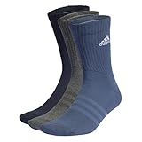 adidas Unisex Cushioned Crew Socks 3 Pairs, Legend Ink/Preloved Ink/Dark Grey Heather, 6.5-8