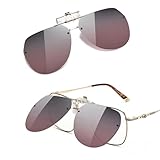 AOOLIA Clip-On Polarisiert Sonnenbrille Anti-Glare Pilotenbrille Mehrfabig Laser Gläser, Sportliches Design UV400 Schutz Ideal für alle Fahrer Outdoor-Aktivitäten (Grau)