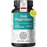 NATURE LOVE® Zink - 365 Zinc Tabletten (1 Jahr) - Hochdosiertes (25mg) Zink-Bisglycinat - Hoch bioverfügbar - vegan, laborgeprüft, in Deutschland produziert