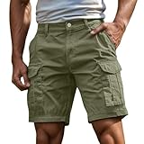 Generisch Herren Cargo Shorts - Outdoor Atmungsaktiv Relaxed-Fit Trekkinghose Cargoshorts Stretch Einfarbig Klassiker Stoffhose Wanderhose Outdoor Trekking Arbeitsshorts