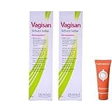 Vagisan Schutz-Salbe 2x 75 ml I Pflege für empfindliche Haut im äußeren Intimbereich I Atmungsaktiver Schutzfilm gegen Reibung I Ohne Mineralfette & Silikone I Spar-Set plus Pharma Perle give-away