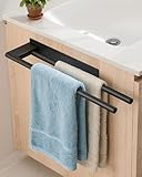 Ribelli Handtuchhalter ohne Bohren Doppelt 304 Edelstahl, Handtuchstange Zweiarmig, Selbstklebend Gästehandtuchhalter, Wandmontage für Badezimmer Küche, Schwarz