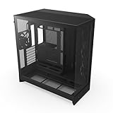 NZXT H9 Flow (2025) – Großes Dual-Kammer ATX Mid-Tower Airflow PC-Gehäuse – Enthält 3 x 140mm & 1 x 120mm Lüfter – 420mm Radiatorunterstützung – Gehärtetes Glas – Back-Connect bereit – Schwarz
