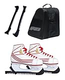 ALONK Rollschuh Tasche Set, Eiskunstlauf Tasche+1 Paar Schlittschuhe Kufenschoner, Verstellbar Schutz Kunststoff Schoner Schlittschuhtasche Skatertasche für Erwachsene Kinder