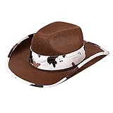 Boland 04379 - Cowboyhut Texas Bull, 1 Stück, Einheitsgröße, brauner Filzhut mit Kuh-Muster, Wilder Westen, Dallas, Rodeo, Reiten, Farm, Accessoire, Verkleidung, Kopfbedeckung, Kostüm, Mottoparty