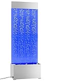 vidaXL Wassersäule Säulenleuchte Wasserfall Sprudelsäule Lichtsäule Sprudelwand Wasserwand Blasensäule mit RGB LEDs Edelstahl Acryl 110cm