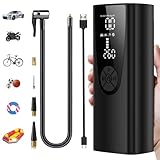 KAQ Elektrische Luftpumpe mit 8000mAh Akku, 150PSI Akku Luftpumpe mit Manometer/Digitalem LED-Display, Mini Kompressor mit USB/LED-Licht für Auto, Motorrad, Fahrrad, Bälle und Schwimmringe