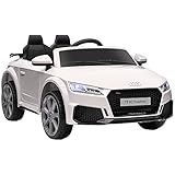 HOMCOM Kinder Elektroauto 12V Kinderauto mit 2,4G Fernbedienung, Musik, Hupe, Elektrofahrzeug mit LED-Leuchte, USB/MP3-Anschluss, Rückwärtsfunktion, für Kinder 3-5 Jahre, Weiß
