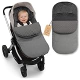 Fußsack Kinderwagen und Buggy für Winter 90x45 cm - Fusssack Winterfußsack warme Einlage Einschlagdecke Baby Zubehör warm Minky Grau