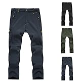 Herren-Wanderhose mit Fleecefutter, Thermo-Wanderhose, wasserdicht, thermisch, warm, dick, gepolstert, Skihose mit Reißverschlusstaschen, Softshell-Wanderhose, Jn, M