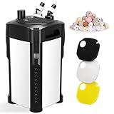 AQQA Aquarium Außenfilter, 1800L/h Einstellbarer Aquarium Filter mit 3-Stufige Filtration, 25W Leiser Außenfilter für Aquarien bis 350L