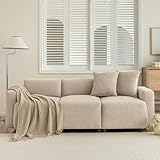 Modernes 3 Sitzer Sofa Wohnzimmer in Beige Couch mit Kissen für Schlafzimmer und Wohnzimmer