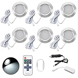 JUTTAUTO 6 Stück 12V LED Innenstrahler Campingwagen Deckenlampe Deckenlampe Dimmbar mit Fernbedienung Campingmobil Beleuchtung für T4 T5 Wohnmobil Wohnwagen Boot Yacht