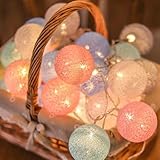 SUNOYA Baumwollkugeln Lichterkette 6M, 40 LED Cotton Ball Lichterkette, Led Kugeln Lichterkette Innen Mit Usb-Buchse, Cotton Ball Lichterketten Kugeln Für Hochzeit, Party, Innen Und Außen Deko
