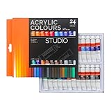 Zhadyu Acrylic Farben Set | 24 Acrylfarben für Leinwand Malerei,Wasserfeste Farben Für Steine Stoff Anfänger Und