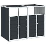vidaXL Mülltonnenbox für 2 Tonnen Anthrazit 144x81x113 cm Stahl, 2er Mülltonnenbox, Box Mülltonnen, Garten Mülltonnenbox, 3er Mülltonnenbox