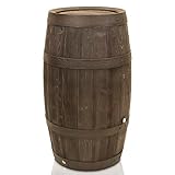 YourCasa Regentonne 250 Liter [Timber] mit Metallgewinde und Deckel - Regenfass Frostsicher aus Kunststoff in Holzoptik - Regenwassertonne - Regenwassertank Garten Wassertank Regensammler Holz