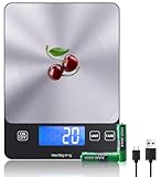 Digitale Küchenwaage, USB C Elektronik Küchenwaage, 15 kg Hochpräzise 1g/0.1oz Lebensmittelwaage, Professionell mit harter Funktion, Batterien enthalten （food scale）