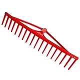 pokm toolsmarket - Heurechen 18 Zinken 63cm – Stabiler Laubrechen & Fächerbesen aus Kunststoff, Leichter Harke Rechen für Heu, Laub & Gartenarbeit