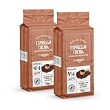 by Amazon Espresso Crema gemahlener Kaffee, Lichte Röstung, 500 g, 2 Packungen mit 250 g - Rainforest Alliance-Zertifizierung