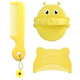 Baby kamm und Badebürste, Kleine Biene Milchschorf Kamm Baby, Kopfhaut Massagebürste Baby mit Weichen Silikonborsten, Silikon Baby-Badebürste für Neugeborene, Baby
