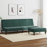 THOYTOUI Schlafsofa 2-Sitzer mit Fußhocker Dunkelgrün Samt, Big Sofa Schlafcouch Wohnlandschaft Couch Geeignet für Wohnheim Wohnung Hotel Schlafzimmer