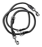Premium Leder Hundeleine Dexter 2,0m - Hunde Lederleine mit Messing-Karabiner - Echtleder Leine mehrfach verstellbar Dexter (Schwarz)