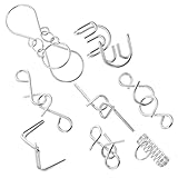 Abaodam 8 Stück Denkspiel Trick Puzzle intelligente Spiele Coole Gadgets Denkrätsel für Erwachsene laubsäge rätsel Denksportaufgaben für Entwirrungsrätsel Eisen Silver