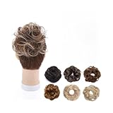 ZENY896V Haarteil Mit Gummiband Lockiges, unordentliches Dutt-Haarteil, Haargummis, echtes menschliches Haar, elastisches Band, zerzauster Hochsteckfrisur, Chignon Unordentliches Haarteil(2)