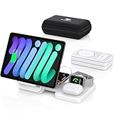 Wireless Charger für Apple, 4 in 1 Drahtlose Ladestation für iPhone 16 Pro Max/15/14/13/12-Serie, Kabelloses Ladegerät Air Pods Pro 2, iPad-Ständer, Uhrenladegerät für iWatch 10/9/8/7/6 (weiß)