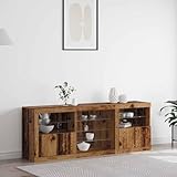 Fasba Sideboard mit LED-Lichtern, Altes Holz, 181,5 x 37 x 67 cm, Sideboard Multifunktionaler Aufbewahrungsschrank für Wohnungen Essbereich Flur Gästezimmer3333116