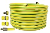 All4You Gartenschlauch 1/2 '' Zoll 20m 30m 50m Gelb Wasserschlauch Garten Schlauch mit Armaturen : 4-tlg Adapter Set (1/2 Zoll , 20 m mit Set)