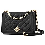Travistar Handtasche Damen Umhängetasche Kleine - Kette Schulterriemen Crossbody Bag - Lingge Tasche Damen Schultertasche Abendtasche Citytasche Leder Feste Multifunktionstasche (Schwarz)