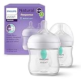 Philips Avent Babyflaschen Natural Response – 2x Babyflaschen mit AirFree Ventil, 125 ml, BPA-frei, für Neugeborene ab 0 Monaten (Modell SCY670/02)