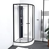 MARWELL Komplettdusche Fertigdusche Factory 85 x 85 x 200 cm - Dusche im komplett Set inkl. Duschwanne und Armatur - Runddusche mit Fronteinstieg