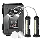 IMAGE Grill Licht 2 Stück magnetische Grilllampe mit Seitenleuchte Grillleuchte batteriebetrieben 360° drehbare LED Beleuchtung für Barbecue Picknick Outdoor, Schwarz