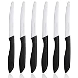 Ruffulon Brotmesser Set 6-teilig,23cm klein Küchenmesser,Scharfe Brotmesser Wellenschliff,Edelstahl Frühstücksmesser,Brötchenmesser Set,Kunststoffgriff Brotzeitmesser,Schwarz