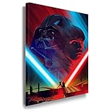 Luke vs Darth Vader Star Wars Leinwandbild AK ART Kunstdruck Wandbild Wanddeko (70 x 50 cm)